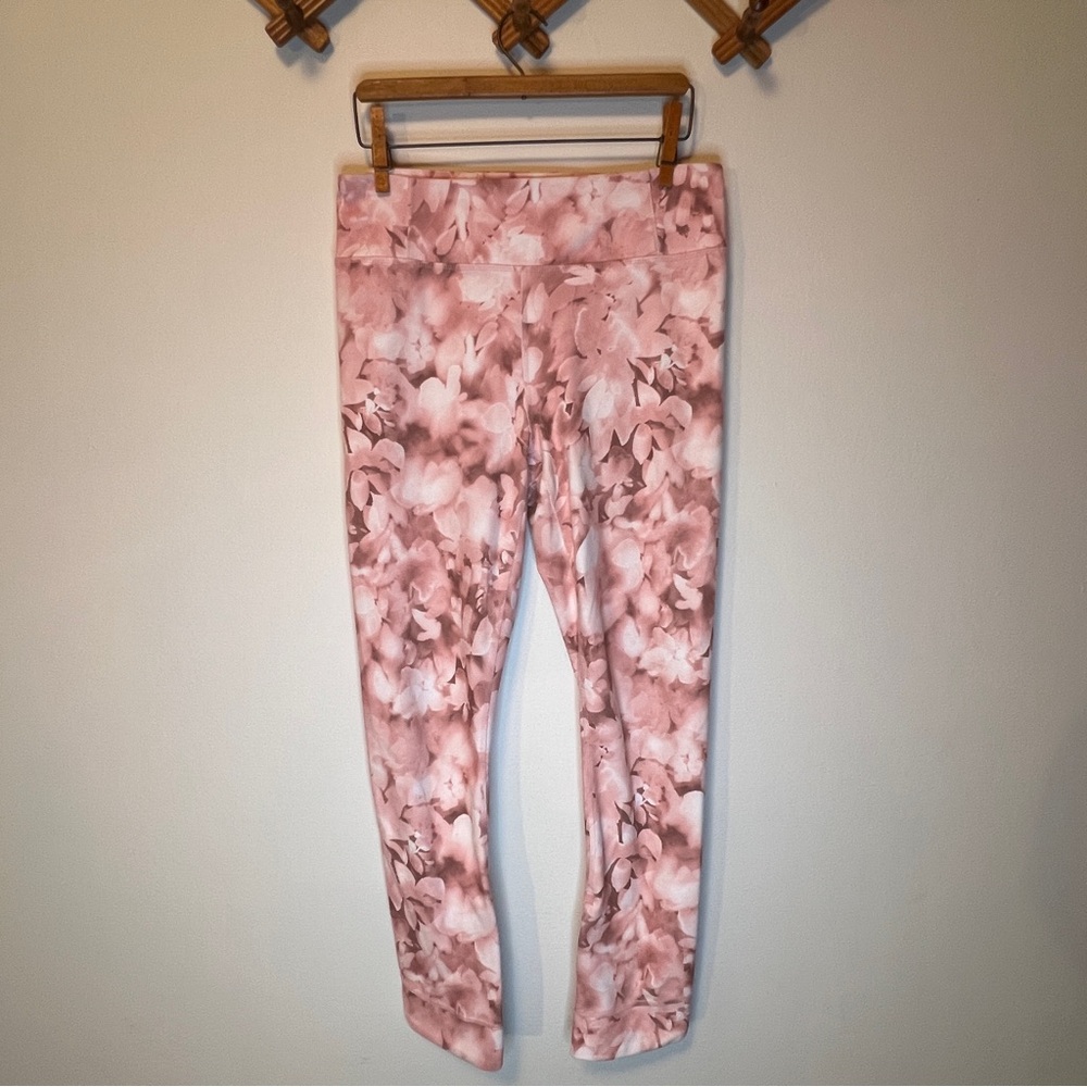 Harmony & Balance Unique Soft Floral Pink Yoga Leggings Medium